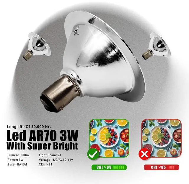 Alt view image 3 of 7 - QLEE 3w Ac/dc 12v Ba15d Double Contact Bayonet Base Reflector Led Bulb 4000k Neutral White Tracking Light Floodlight for Home Household Commercial Lighting Spotlight 2pcs Pack