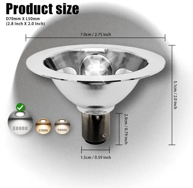 Alt view image 4 of 7 - QLEE 3w Ac/dc 12v Ba15d Double Contact Bayonet Base Reflector Led Bulb 4000k Neutral White Tracking Light Floodlight for Home Household Commercial Lighting Spotlight 2pcs Pack