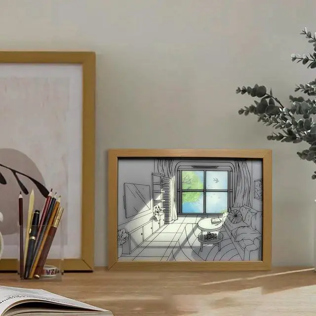 Alt view image 2 of 7 - QLEE Led Light Up Painting Wall Art Frames 4d Pictures 3 Mode Decor Light Gift Glowing Photo Lighted Wall