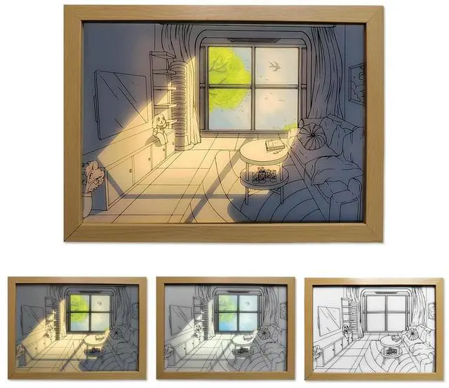 Main image of QLEE Led Light Up Painting Wall Art Frames 4d Pictures 3 Mode Decor Light Gift Glowing Photo Lighted Wall