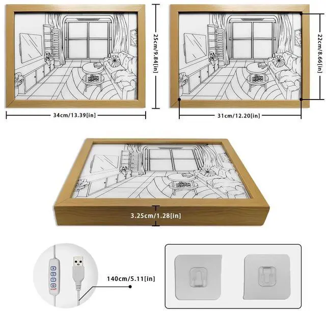 Alt view image 4 of 7 - QLEE Led Light Up Painting Wall Art Frames 4d Pictures 3 Mode Decor Light Gift Glowing Photo Lighted Wall Art for Home Bedroom Living Room Hotel Shop Light Dream Dimmable