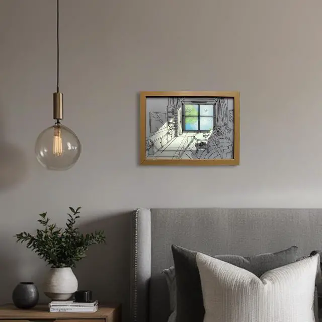 Alt view image 4 of 7 - QLEE Led Mood Lamp Light Up Painting Wall Art 3 Color Changable Modes Romantic Decorative 4D Night Light For Bedroom Living Party Dorm Room Decor Dream Dimmable Lamp Birthday Gift