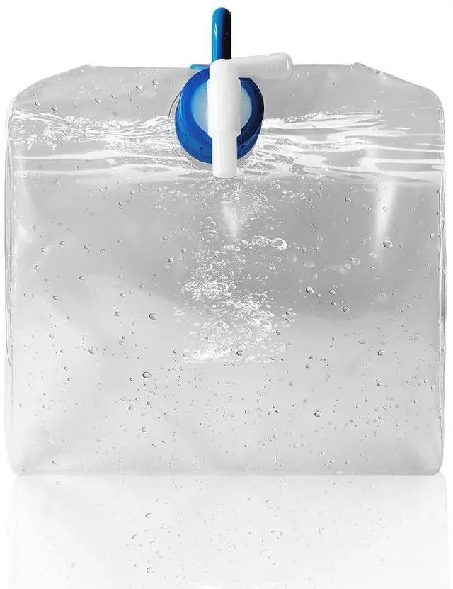 Alt view image 2 of 7 - QLEE 2.64 Gallon Pvc Collapsible Water Container Bag With Screw Cap Square Shape Camping Water Storage Cube Jug Tank For Emergency Camping Outdoor Hiking Picnic Beach Jugs With Caps