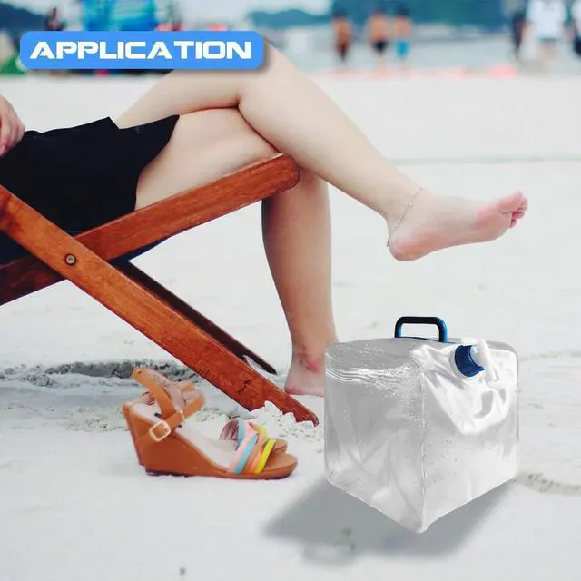 Alt view image 5 of 7 - QLEE 8 Gallon Pvc Graded Collapsible Water Container With Screw Cap Square Shape Camping Water Storage Cube Jug For Emergency Camping Outdoor Hiking Picnic Beach (3 PCS, Pieces, 3)