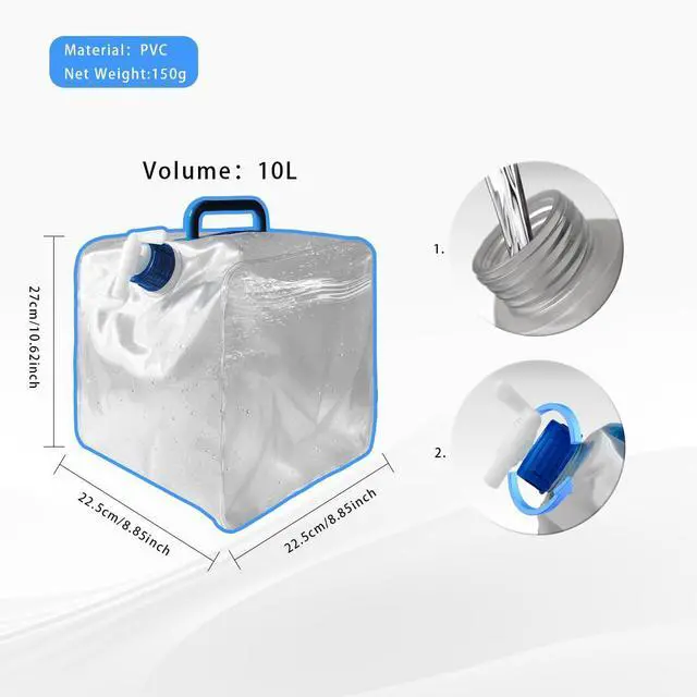 Alt view image 6 of 7 - QLEE 8 Gallon Pvc Graded Collapsible Water Container With Screw Cap Square Shape Camping Water Storage Cube Jug For Emergency Camping Outdoor Hiking Picnic Beach (3 PCS, Pieces, 3)