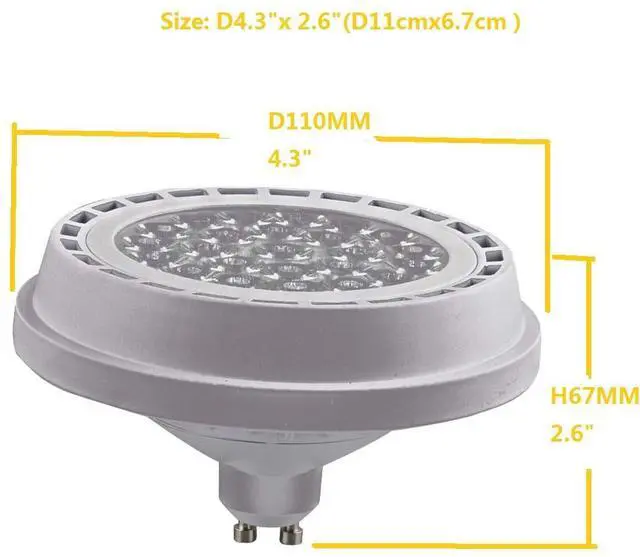 Alt view image 2 of 7 - QLEE 24w AR111 GU10 Led Spotlight Track Down Reflector Lights Bulb 24°Beam Warm White 3000k SMD 24LEDs AC 110V 2100Lm QR111 ES111 For 200w Halogen Replacement (3000k warm light)
