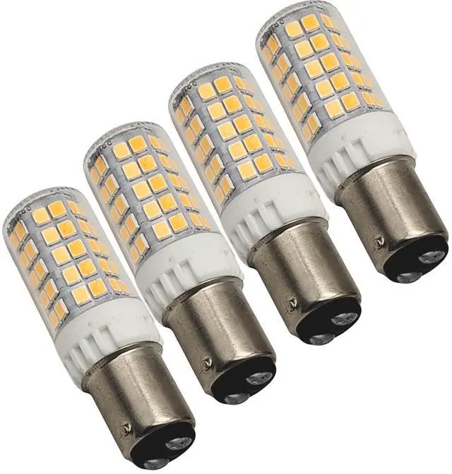 Main image of QLEE LED Sewing Machine Bulb BA15D Double Contact Bayonet Base 5w 600lm Refrigerator Light Replacement 60 Watt S6 C7 Bulb T3 T4 JD Type Chandelier Light 120v Warm White 4PCS