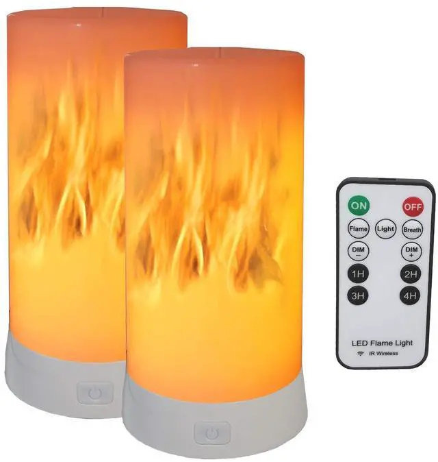 Main image of QLEE Led Flame Effect Lantern Light Usb Rechargeable Flameless Candle 4 Modes Remoted Flickering Mood Light For Holdiday Halloween Christmas Party Bar Decor Birthday Gift (2 Pack)