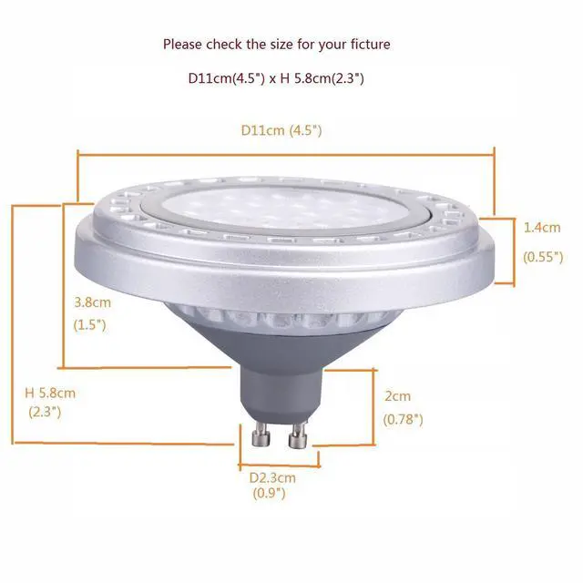 Alt view image 2 of 7 - QLEE Dimmable GU10 Base AR111 15W 30°Beam Angle SMD LED Bulb 3000k Warm Light AC120V Spotlights Down Track Light 1500Lm