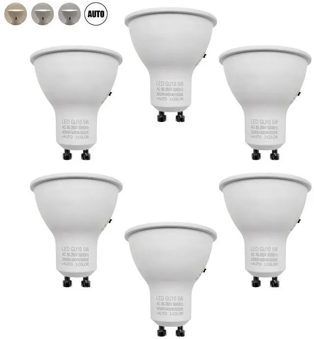 Main image of QLEE Gu10 Led Bulbs Spotlight 3cct Selectable 50w Equivalent Non-dimmable Reflector 60° Beam Angle 6000k 4000k 3000k 2-pin Gu10 Base 5w 600lm For Led Recessed Track Lighting, 6 Pack