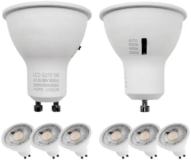 Main image of QLEE 5w Mr16 3cct Led Bulbs 3cct Selectable 50w Equivalent Non-dimmable 60° Narrow Spot Light Beam 6000k 4000k 3000k Gu10 Base For Spotlights Recessed Lighting Closet Track Lights, 6 Pack