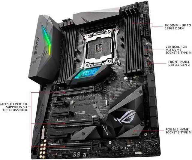 Main image of ASUS ROG STRIX X299-E GAMING LGA2066 DDR4 M.2 USB 3.1 802.11 AC WI-FI X299 ATX Motherboard for Intel Core i9 and i7 X-Series Processors