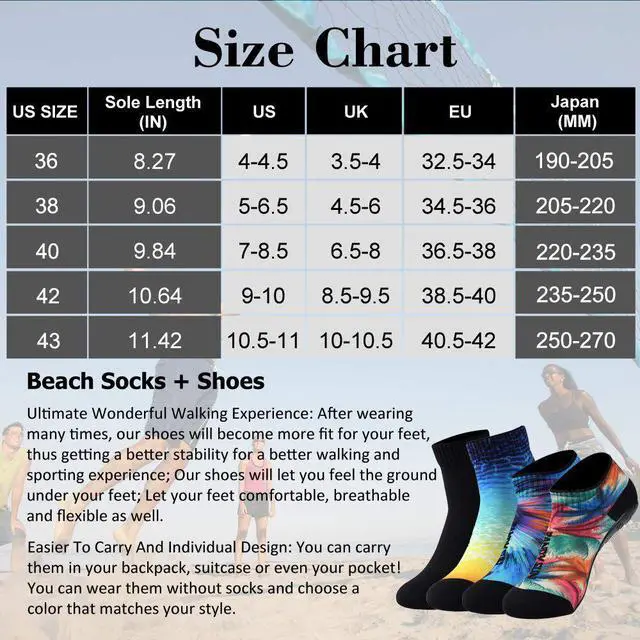 Alt view image 7 of 7 - RANDY SUN Quick Dry Beach Volleyball Socks Non Slip Barefoot Sand Shoes 2 Pairs Pack Hot Protective Breathable Foldable