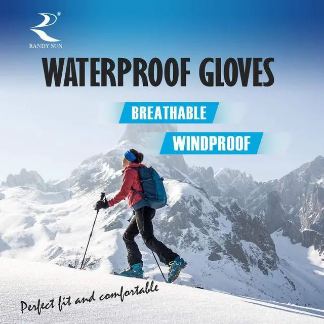 Alt view image 6 of 7 - RANDY SUN Touch Screen Black Gloves Windproof Waterproof Safety Resistance Bike Work Mountaineering Hiking Skiing Gloves