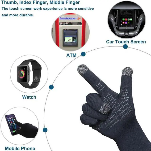 Alt view image 3 of 7 - RANDY SUN Touch Screen Black Gloves Windproof Waterproof Safety Resistance Bike Work Mountaineering Hiking Skiing Gloves