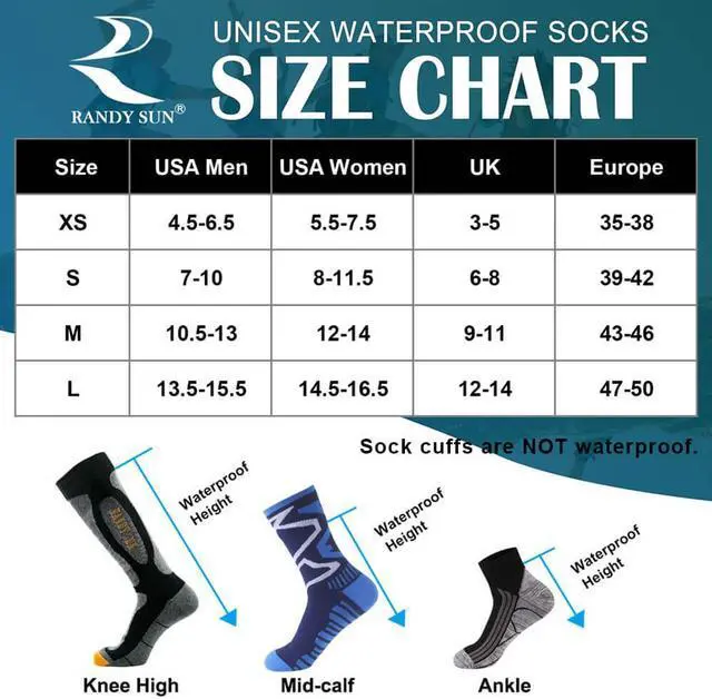 Alt view image 3 of 4 - RANDY SUN Breathable Waterproof Warm Socks Unisex Novelty Sport Skiing Trekking Windproof Durable Mid Calf Outdoor Hiking Socks