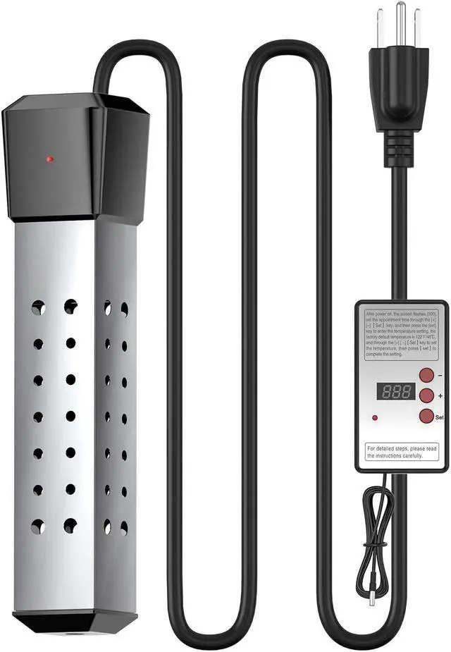 Main image of Water Heater, Pool Heater, Immersion Bucket Water Heater, Submersible Water Heater 304 Stainless Steel Guard with Controller, Pool Heater for Above Ground Pool to Heat 5 Gallons of Water in Minutes