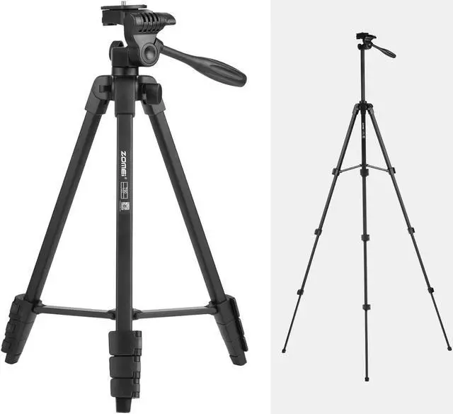 Main image of ZOMEI T90 Portable Tripod Aluminum Alloy Selfie Travel Phone Tripod Max. Height 136cm/54in with Ball Head Carrying Bag Shutter Phone Clamp Shutter Clip for Landscape Product Portrait Photography Live
