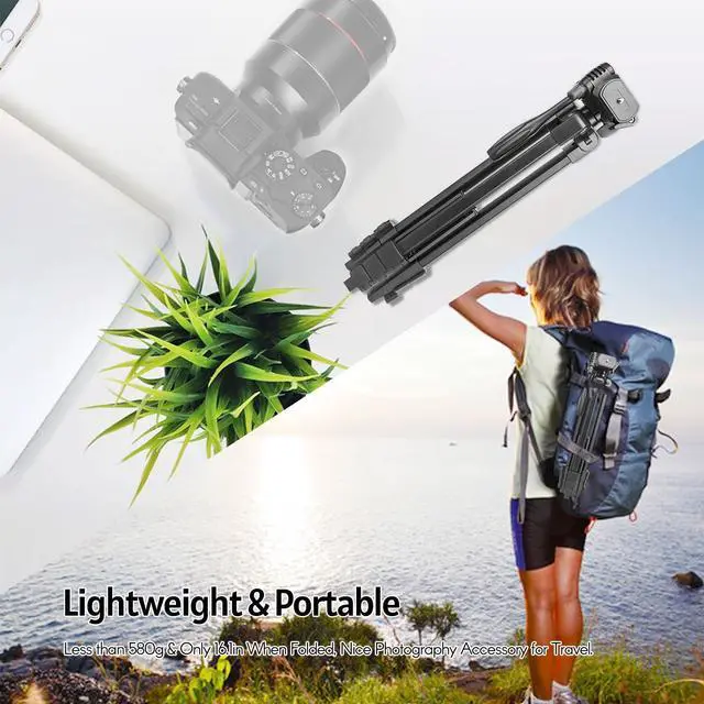 Alt view image 5 of 7 - ZOMEI T90 Portable Tripod Aluminum Alloy Selfie Travel Phone Tripod Max. Height 136cm/54in with Ball Head Carrying Bag Shutter Phone Clamp Shutter Clip for Landscape Product Portrait Photography Live