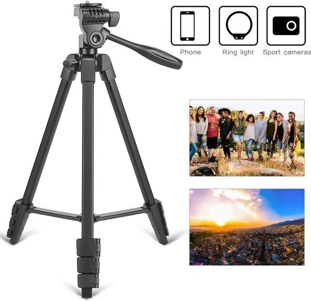 Alt view image 7 of 7 - ZOMEI T90 Portable Tripod Aluminum Alloy Selfie Travel Phone Tripod Max. Height 136cm/54in with Ball Head Carrying Bag Shutter Phone Clamp Shutter Clip for Landscape Product Portrait Photography Live