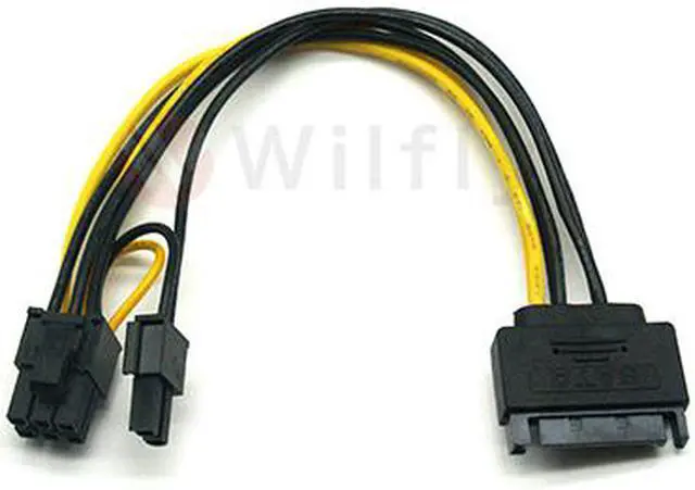 Alt view image 2 of 4 - S15PCIE62 - SATA 15pin to PCI-E 8pin(6+2) Video Card Power Adapter Cable, 20cm, Support RTX4000/GTX1660/1650 up to 140w. OEM/ODM welcome!
