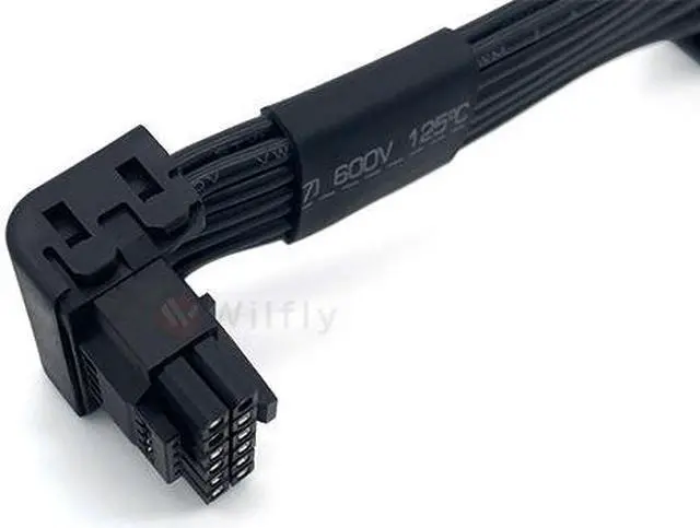 Alt view image 5 of 7 - Wilfly ATX3.1 16Pin to 2*8(6+2) Pin PCIE GPU Sleeved PSU Extension Cable H++ 12+4 Pin 90 Degree Reverse Conn Graphics Card Power Supply RTX 5090 Series 16AWG, For PSU 800w up No need change New PSU