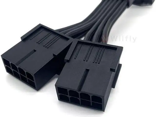 Alt view image 7 of 7 - Wilfly ATX3.1 16Pin to 2*8(6+2) Pin PCIE GPU Sleeved PSU Extension Cable H++ 12+4 Pin 90 Degree Reverse Conn Graphics Card Power Supply RTX 5090 Series 16AWG, For PSU 800w up No need change New PSU