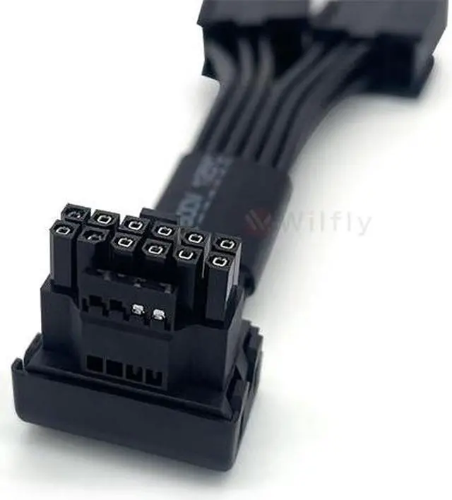 Alt view image 6 of 7 - Wilfly ATX3.1 16Pin to 2*8(6+2) Pin PCIE GPU Sleeved PSU Extension Cable H++ 12+4 Pin 90 Degree Reverse Conn Graphics Card Power Supply RTX 5090 Series 16AWG, For PSU 800w up No need change New PSU