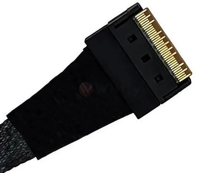 Alt view image 2 of 3 - SS86548I8SM1 Slim SAS 4.0 SFF-8654 8i 74Pin to 8 x SATA 7Pin Female Straight with Locking Latch 12Gbps Cable