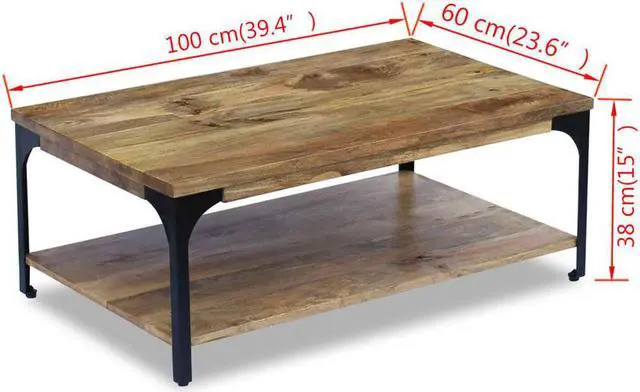 Alt view image 13 of 13 - vidaXL Coffee Table End Table with Storage Shelf Side Table Solid Wood Mango