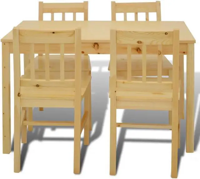 Alt view image 7 of 9 - Wooden Dining Table with 4 Chairs Natural