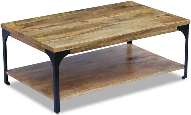 Alt view image 9 of 13 - vidaXL Coffee Table End Table with Storage Shelf Side Table Solid Wood Mango