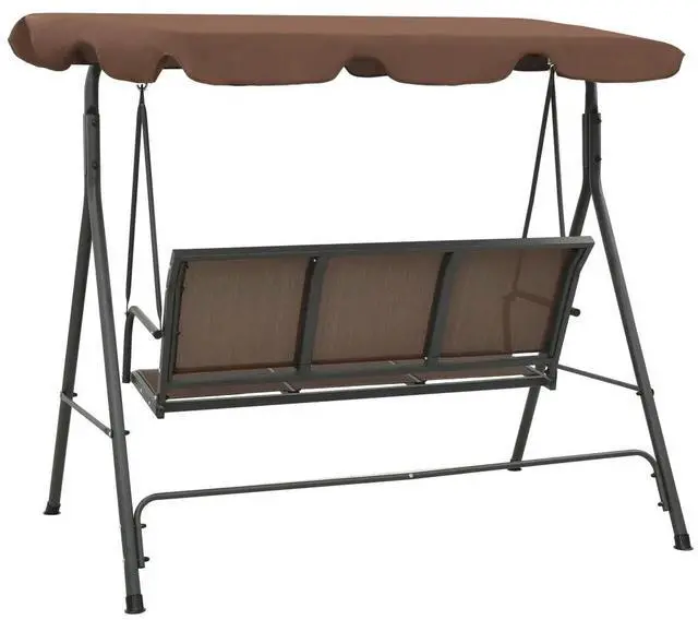 Alt view image 15 of 16 - vidaXL Swing Chair Outdoor Swing Bench with Adjustable Canopy Coffee Steel