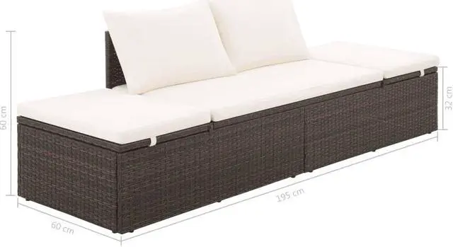 Alt view image 13 of 13 - vidaXL Patio Bed, Outdoor Lounge Bed, Adjustable Sides Lightweight Weather-Resistant Easy Maintenance, Washable Cushions & Poly Rattan Frame