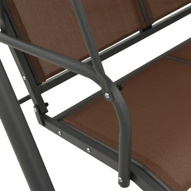Alt view image 11 of 16 - vidaXL Swing Chair Outdoor Swing Bench with Adjustable Canopy Coffee Steel