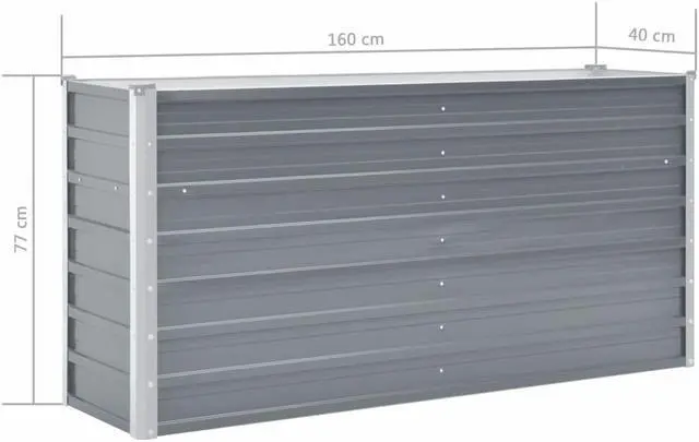Alt view image 13 of 16 - vidaXL Raised Garden Bed Flower Bed Galvanized Steel Outdoor Planter Gray