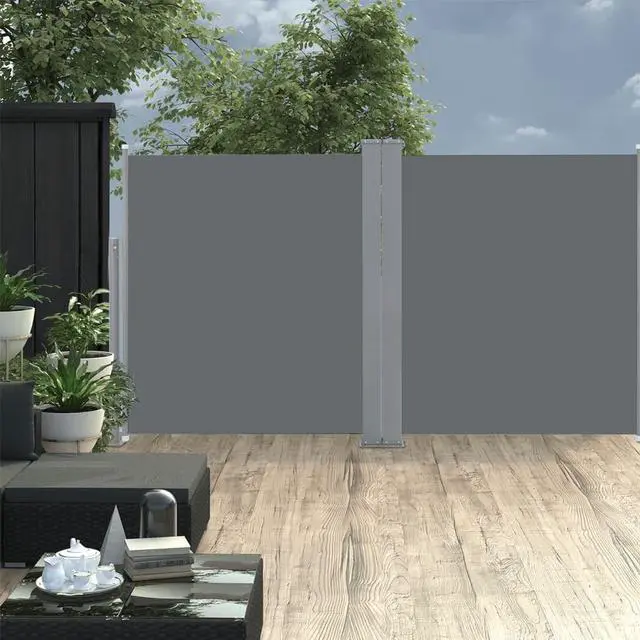 Alt view image 10 of 13 - vidaXL Retractable Side Awning Folding Privacy Screen Anthracite 55.1"x236.2"