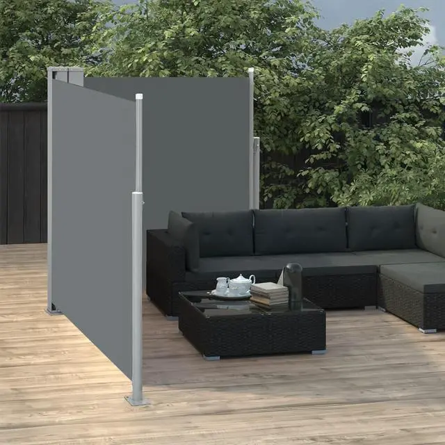Alt view image 11 of 13 - vidaXL Retractable Side Awning Folding Privacy Screen Anthracite 55.1"x236.2"