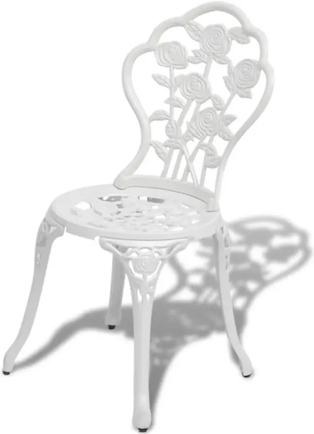 Alt view image 9 of 12 - vidaXL Patio Bistro Set 3 Piece Garden Table and Chair Cast Aluminum White