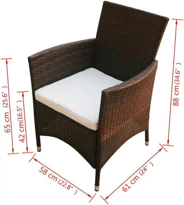 Alt view image 8 of 10 - vidaXL Garden Chairs 2 pcs Poly Rattan Brown