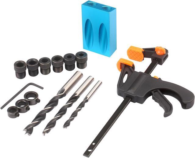 15pcs Pocket Hole Jig Kit 8mm 10mm 15 Degree Angle Drill Guide Woodwoorking  Tool Inclined Hole Jig Hole Puncher Locator Jig Drill Bit Carpentry Tools 