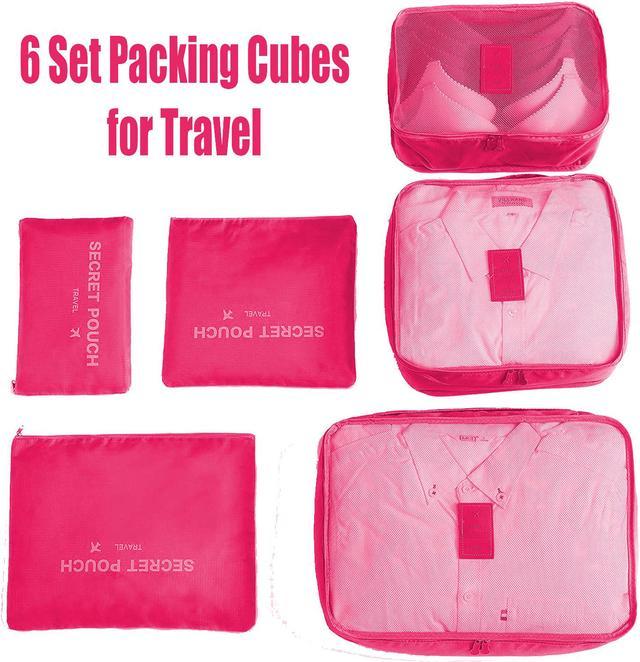6pcs Travel Storage Bag Set for Clothes Luggage Packing Cube Organizer Suitcase, Size: One size, Pink