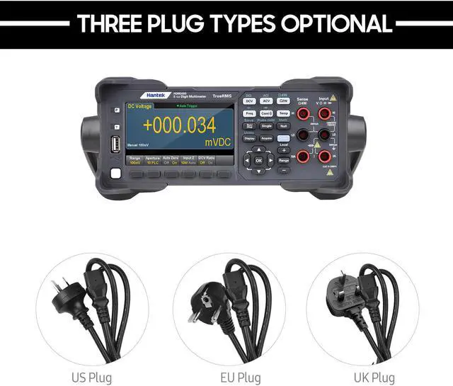 Alt view image 5 of 7 - Hantek HDM3055 Digital Desktop Multimeter High-precision 5 1/2 Multimeter with 4.3'' LCD Display 30 kS/s Data Acquisition True RMS Temperature Tester