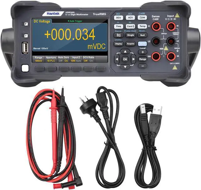 Alt view image 4 of 7 - Hantek HDM3055 Digital Desktop Multimeter High-precision 5 1/2 Multimeter with 4.3'' LCD Display 30 kS/s Data Acquisition True RMS Temperature Tester