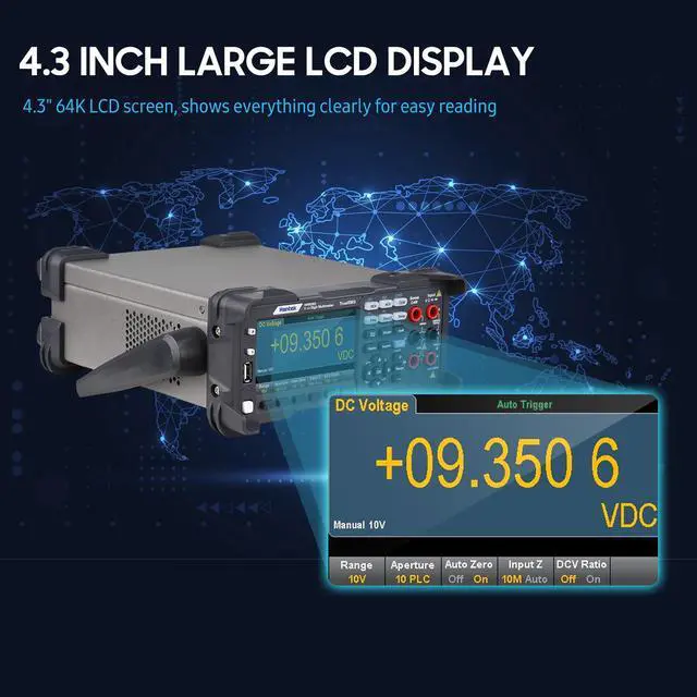 Alt view image 7 of 7 - Hantek HDM3055 Digital Desktop Multimeter High-precision 5 1/2 Multimeter with 4.3'' LCD Display 30 kS/s Data Acquisition True RMS Temperature Tester