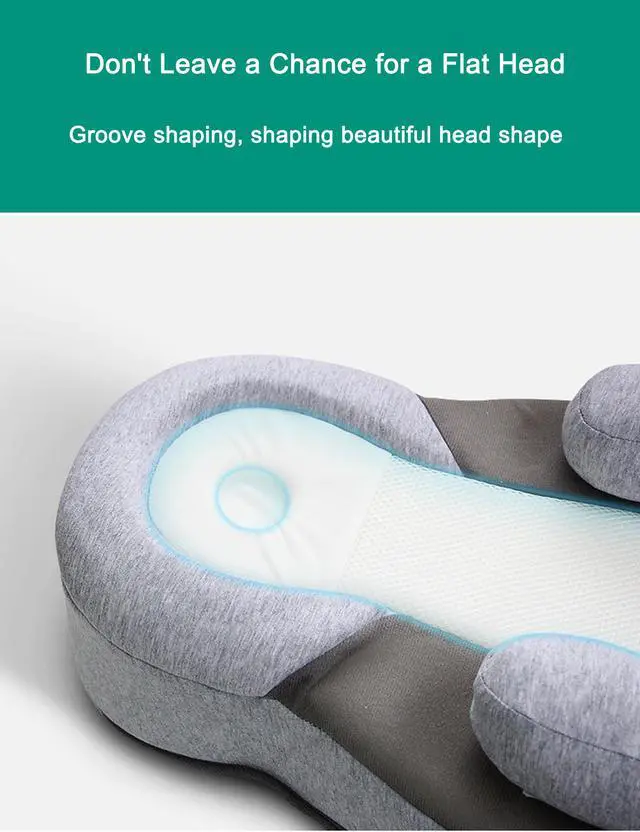 Alt view image 7 of 7 - Baby Stereotypes Bed Baby Anti-Spit Milk Slope Pillow/Comfortable Infant Sleeper Bed with Head Shaping Cushion,Baby Nest Portable Bed for Baby Anti Rollover Mattress Pillow for Home Travel