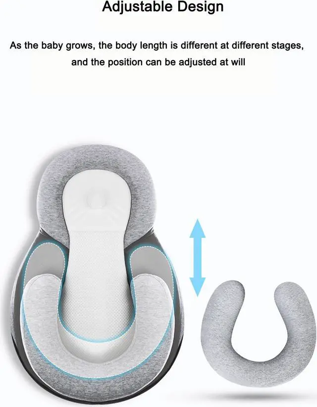 Alt view image 6 of 7 - Baby Stereotypes Bed Baby Anti-Spit Milk Slope Pillow/Comfortable Infant Sleeper Bed with Head Shaping Cushion,Baby Nest Portable Bed for Baby Anti Rollover Mattress Pillow for Home Travel