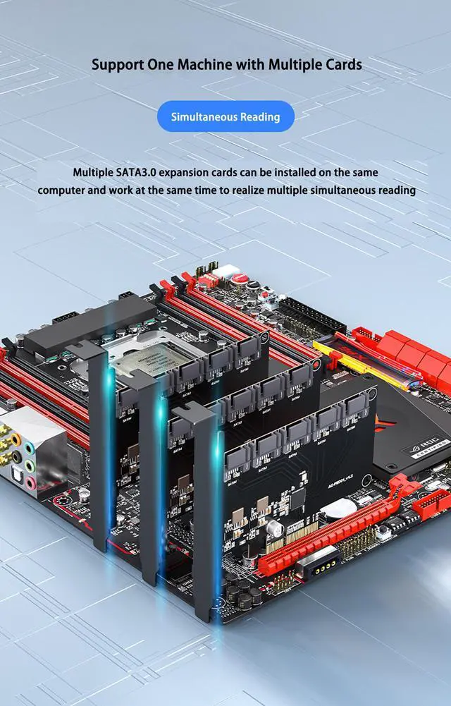 Alt view image 6 of 7 - PCIe SATA Card PCIE to 5 Port SATA 3.0 6Gps computer desktop chassis adapter card solid state mechanical hard disk adapter box Support 5 SATA 3.0 Devices Built-in Adapter Converter for Desktop PC