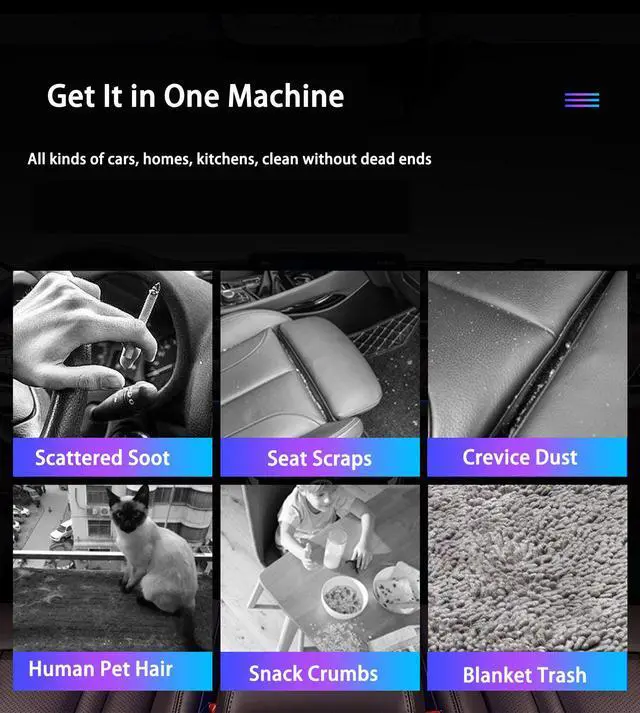 Alt view image 3 of 7 - Handheld Vacuum,Car Vacuum Cleaner,Cordless Vacuum 6000Pa Powerful Suction,70W Lightweight Wet Dry Handheld Vacuum with Rechargeable 2200mAh Battery for Home,Furnitures,Kitchen,Car and Pet