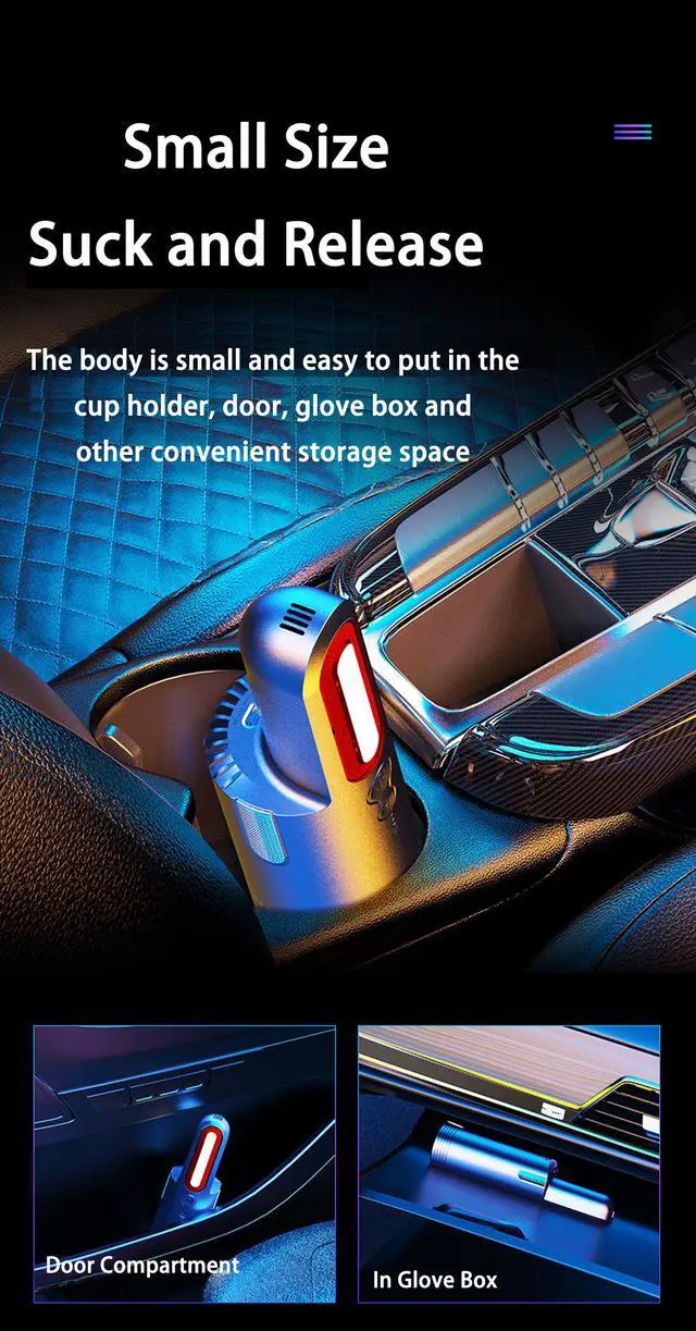 Alt view image 4 of 7 - Handheld Vacuum,Car Vacuum Cleaner,Cordless Vacuum 6000Pa Powerful Suction,70W Lightweight Wet Dry Handheld Vacuum with Rechargeable 2200mAh Battery for Home,Furnitures,Kitchen,Car and Pet